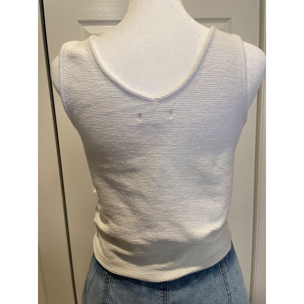 Madewell Womens White Textured Tie Front Tank Top Size XS Minimalist Basic Y2K - Picture 3 of 14